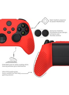 PlayVital Passion Red 3D Studded Edition Anti-slip Silicone Cover Skin for Xbox Series X/S Controller, Rubber Case Protector for Xbox Series X/S Controller with 6 Black Thumb Grip Caps - SDX3014  - Image 2