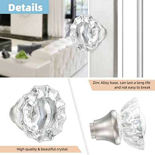 newliplace Glass Door Knobs Replacement Set, Vintage Crystal Door Knobs for Replacing Broken Old Antique Lock Sets on Interior Door, Brushed Nickel Finish - Image 4