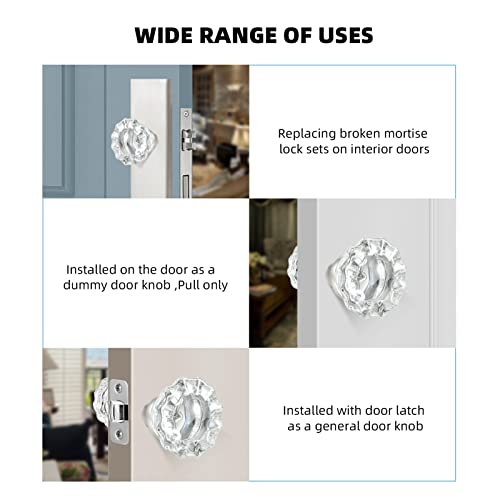newliplace Glass Door Knobs Replacement Set, Vintage Crystal Door Knobs for Replacing Broken Old Antique Lock Sets on Interior Door, Brushed Nickel Finish - Image 5