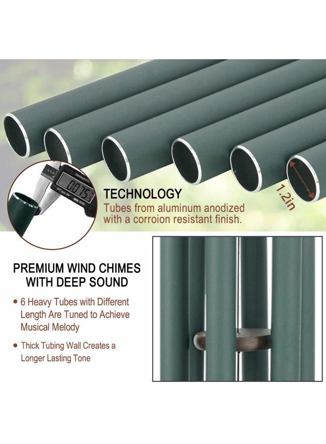 Howarmer Wind Chimes Outdoor Large Deep Tone, 44 Inches Sympathy Wind Chimes Tuned Soothing Melody, Memorial Wind-Chime with 6 Heavy Tubes for Outside Decoration, Garden/Yard. Green - Image 5
