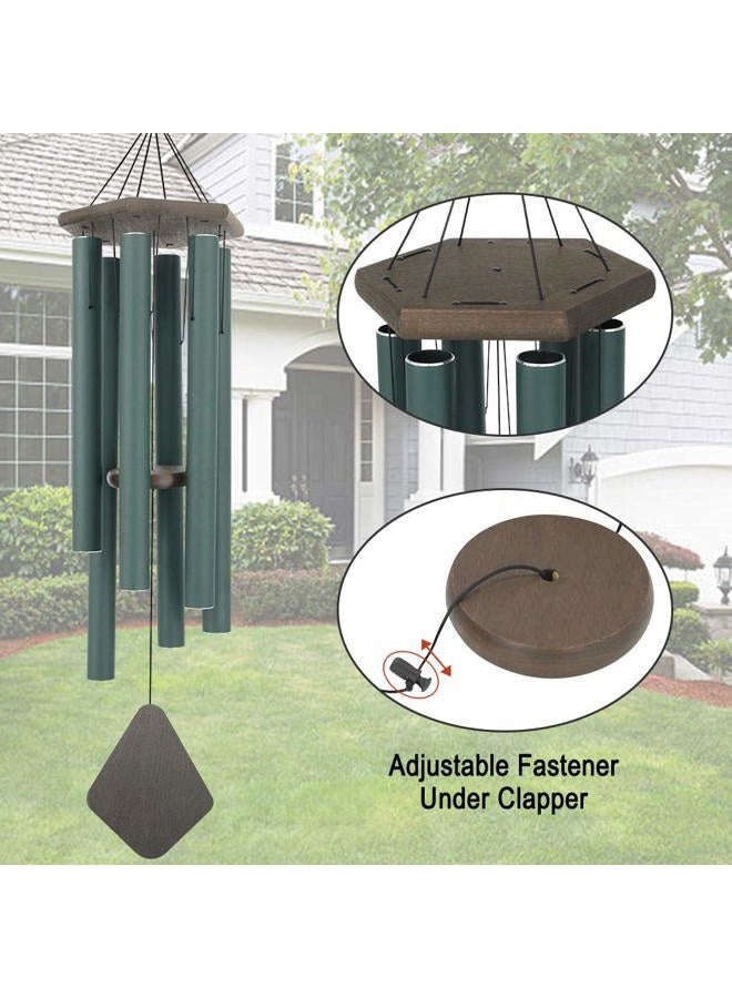 Howarmer Wind Chimes Outdoor Large Deep Tone, 44 Inches Sympathy Wind Chimes Tuned Soothing Melody, Memorial Wind-Chime with 6 Heavy Tubes for Outside Decoration, Garden/Yard. Green - Image 3
