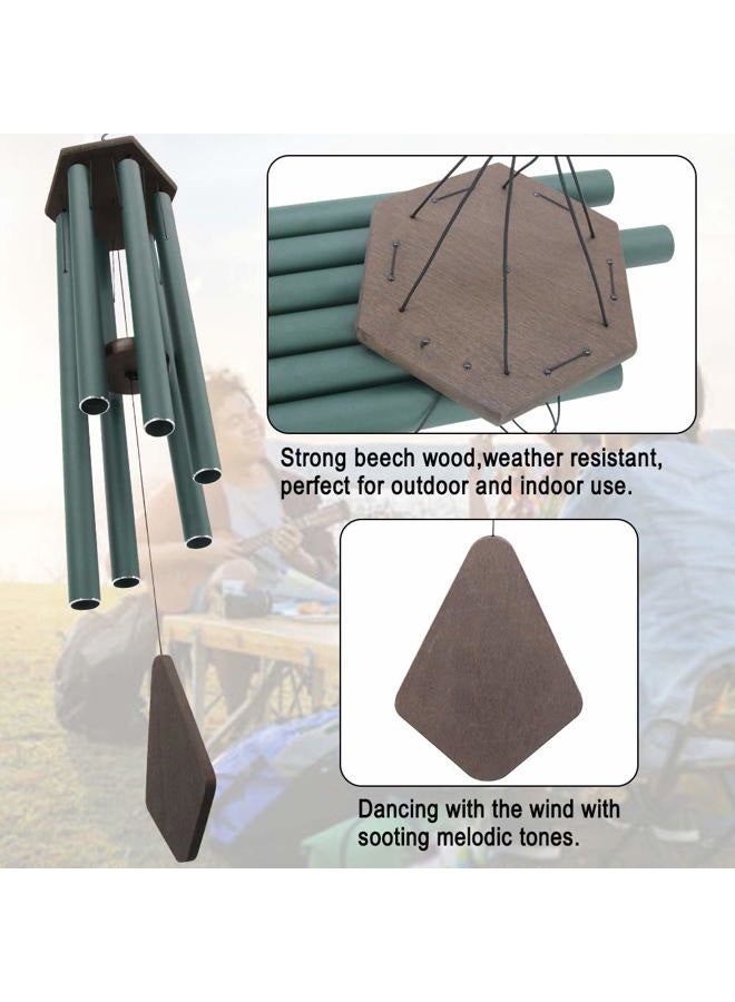 Howarmer Wind Chimes Outdoor Large Deep Tone, 44 Inches Sympathy Wind Chimes Tuned Soothing Melody, Memorial Wind-Chime with 6 Heavy Tubes for Outside Decoration, Garden/Yard. Green - Image 2