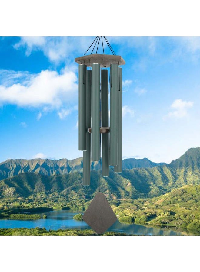 Howarmer Wind Chimes Outdoor Large Deep Tone, 44 Inches Sympathy Wind Chimes Tuned Soothing Melody, Memorial Wind-Chime with 6 Heavy Tubes for Outside Decoration, Garden/Yard. Green - Image 1