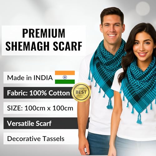 LOVARZI Shemagh Scarf for men Premium Cotton Turquoise Blue Head Wrap Tactical Gear Face Scarves for Sand Dust Snow -Paintball Hiking Motorcycling Accessories - Image 2