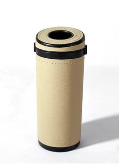 CARONIC 1 Pcs Cylinder Tissue Box for Car, Leather Tissue Box Holder ,Car Interior Leather Tissue Cup Beige  - Image 1