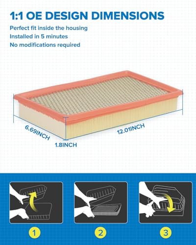 PHILTOP Engine Air Filter CA10242 Replacement for Select Ford, Lincoln, Mazda, and Mercury Models, Flexible Panel - Image 5