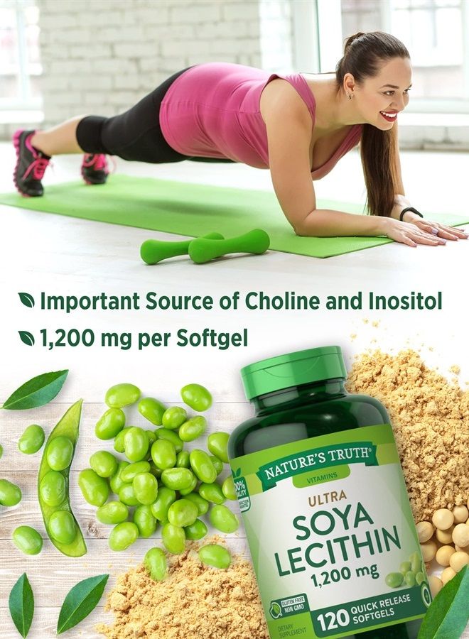 Nature's Truth Ultra Soy Lecithin Capsules 1200 mg | 120 Softgels | Non-GMO, Gluten Free Supplement  - Image 2