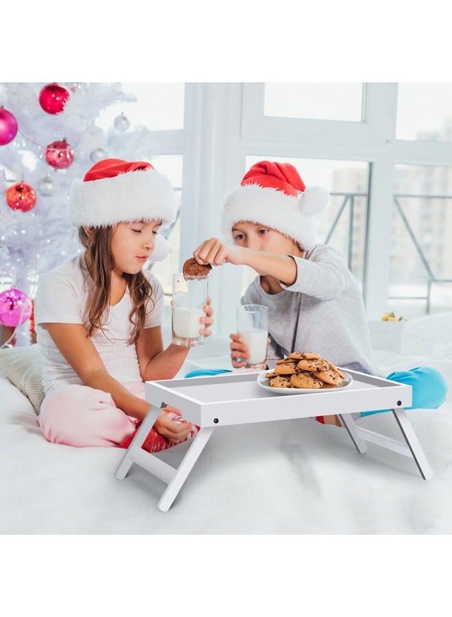 Artmeer Bed Tray Table with Folding Legs,Bamboo Breakfast in Bed for TV Table, Laptop Computer Tray,Eating,Snack Tray (White) Extra-Large Size - Image 2