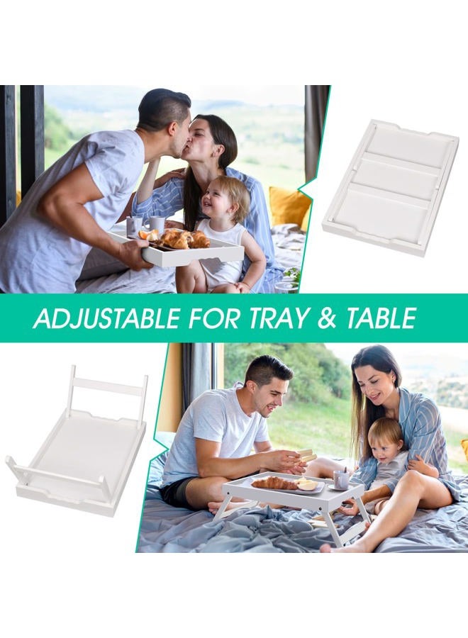 Artmeer Bed Tray Table with Folding Legs,Bamboo Breakfast in Bed for TV Table, Laptop Computer Tray,Eating,Snack Tray (White) Extra-Large Size - Image 5