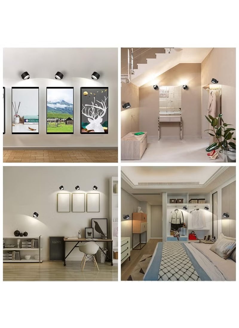 LED Wall Sconce, Wall Mounted Lamp with USB Port, Remote &Touch Control,3 Color Temperature and 3 Brightness Level, 360°Rotate Magnetic Ball, Cordless Wall Light for Reading Bedside, Black