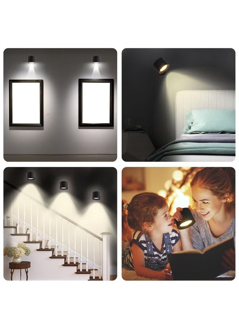 LED Wall Sconce, Wall Mounted Lamp with USB Port, Remote &Touch Control,3 Color Temperature and 3 Brightness Level, 360°Rotate Magnetic Ball, Cordless Wall Light for Reading Bedside, Black