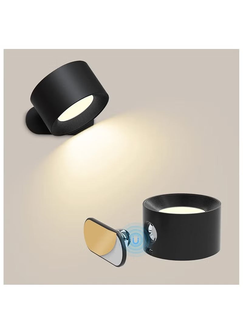 LED Wall Sconce, Wall Mounted Lamp with USB Port, Remote &Touch Control,3 Color Temperature and 3 Brightness Level, 360°Rotate Magnetic Ball, Cordless Wall Light for Reading Bedside, Black