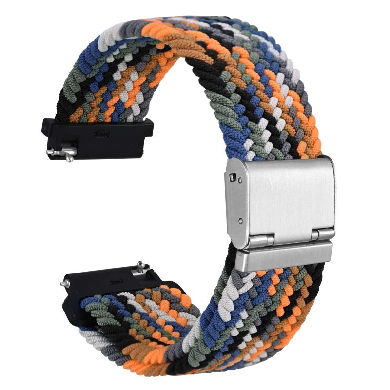 WOCCI 22mm Braided Nylon Watch Band for Men and Women Quick Release Silver Stainless Steel Buckle Camo - Image 2