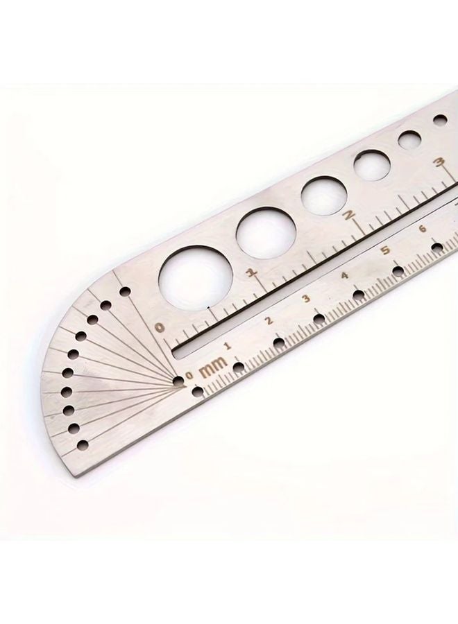 Silvery Multi Functional Ruler With Large Graduations Hexagonal Design For Office Leatherworking - Image 2