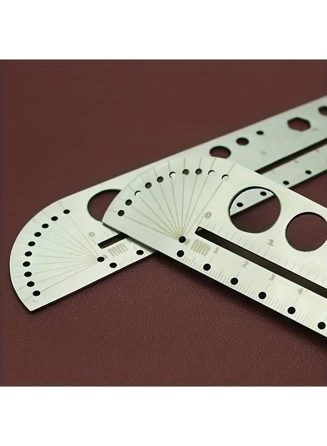 Silvery Multi Functional Ruler With Large Graduations Hexagonal Design For Office Leatherworking - Image 5