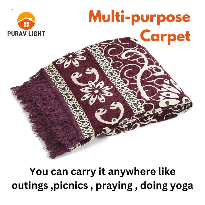 Purav Light Persian Floral Design Cotton Carpet 5x7 feet for Living Room Bedroom Home Decor Carpets Mat (Burgundy Color) - Image 4
