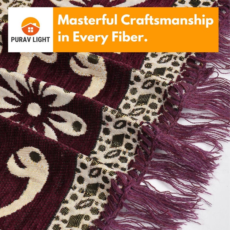 Purav Light Persian Floral Design Cotton Carpet 5x7 feet for Living Room Bedroom Home Decor Carpets Mat (Burgundy Color) - Image 3