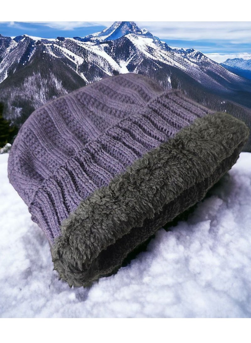 Multi-Colored Wool Winter Hat with Fur Lining Warm and Stylish Unisex Design  - Image 4