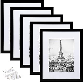 upsimples 12x16 Picture Frame Set of 5,Display Pictures 8.5x11 with Mat or 12x16 Without Mat,Wall Gallery Photo - Image 1