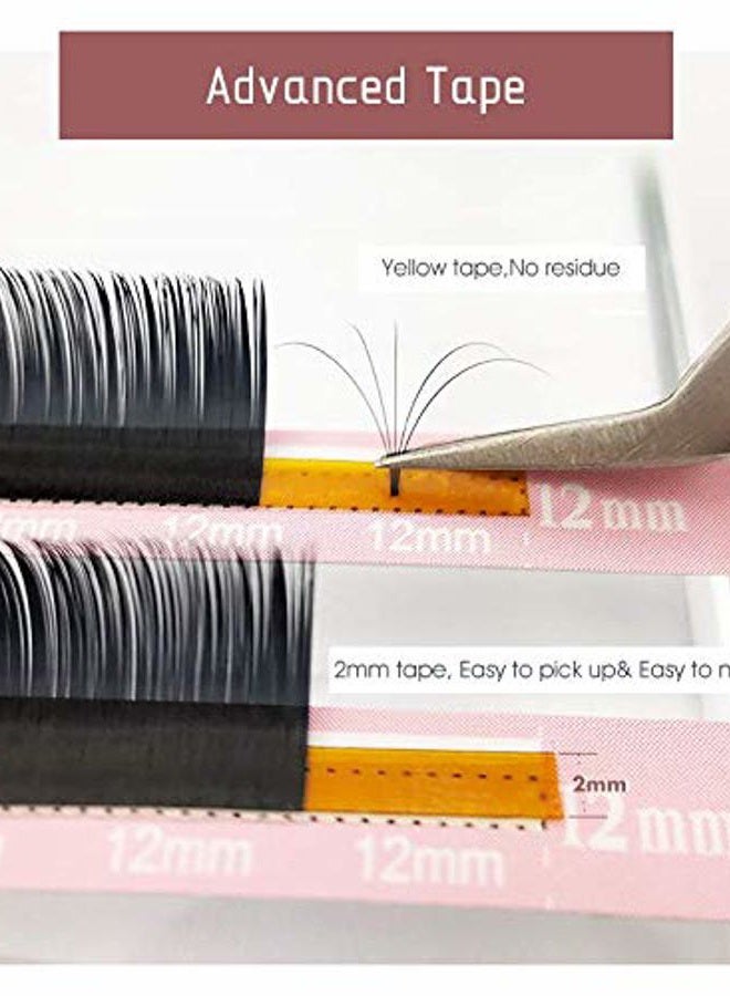 Qeelasee 0.07 Thickness CC Curl 12mm Volume Mink Eyelash Extensions Silk Individual Lash Extensions Semi-permanent Pure Korean Silk lashes Soft Application for Professional Salon Use - Image 5