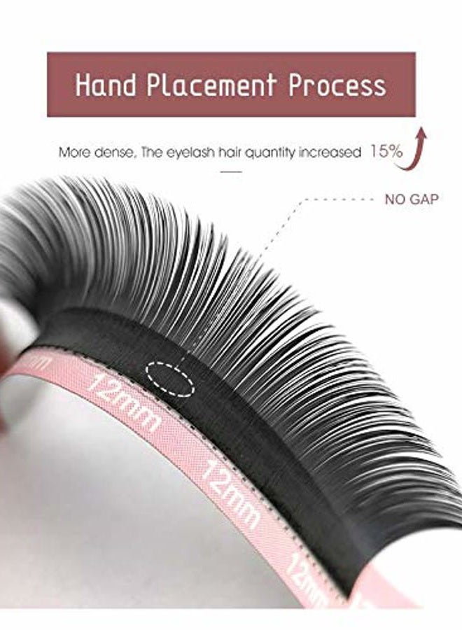 Qeelasee 0.07 Thickness CC Curl 12mm Volume Mink Eyelash Extensions Silk Individual Lash Extensions Semi-permanent Pure Korean Silk lashes Soft Application for Professional Salon Use - Image 3