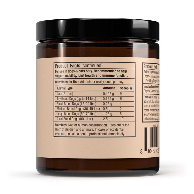 Dr. Mercola Bark & Whiskers Organic Curcumin, 2.64 Oz. (75 g), 300 Scoops, Promotes Mobility & Joint Health, Veterinarian Formulated, Non-GMO, Certified USDA Organic, Dr. Mercola - Image 3