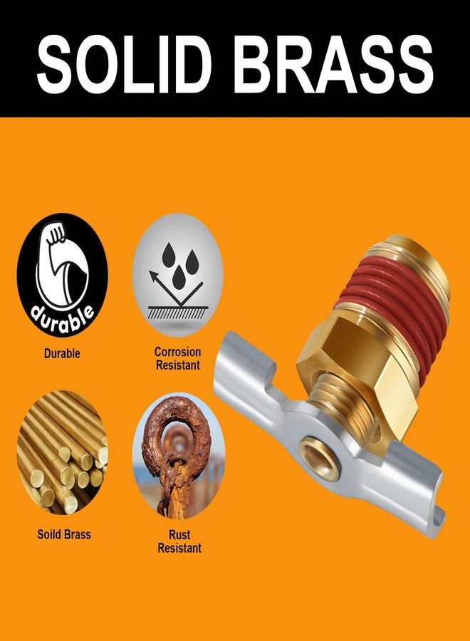 SUNROAD 6Pc Drainage Valve with Wing Nut Handle, 1/4 NPT Inlet.SUNROAD Brass Winged Tank Drain Cock Wing Style Valve - Image 3