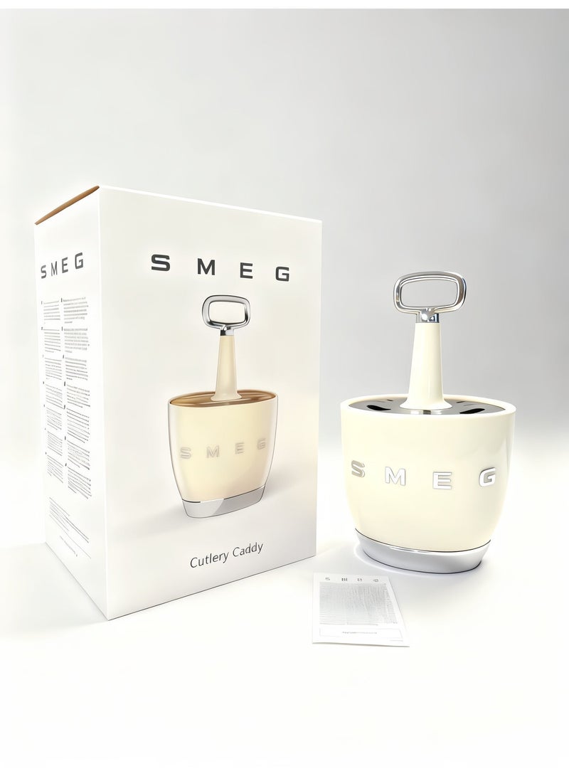 سميج SMEG الرجعية المطبخ الفولاذ المقاوم للصدأ أدوات المائدة سكين وحامل شوكة (أبيض حليبي) - Image 2