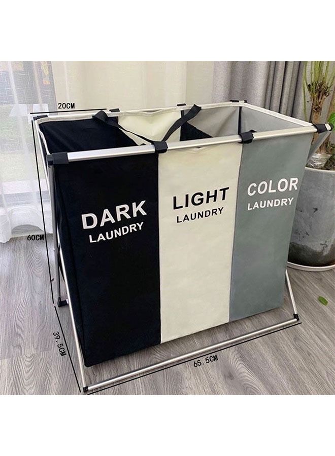 Neostyle Neostyle 3 Sections Foldable Organizer Laundry Basket White Grey Black  - Image 4