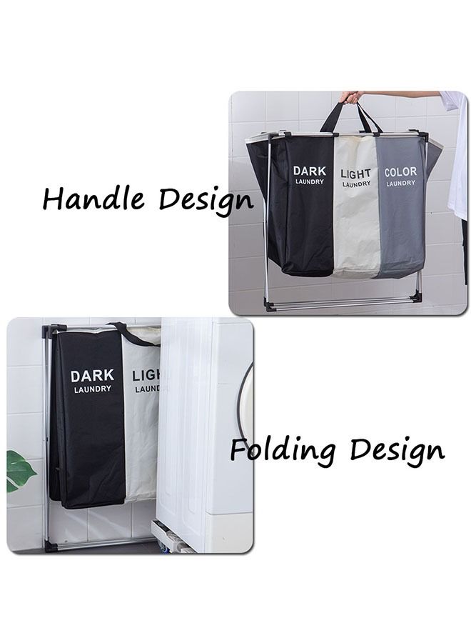 Neostyle Neostyle 3 Sections Foldable Organizer Laundry Basket White Grey Black  - Image 3