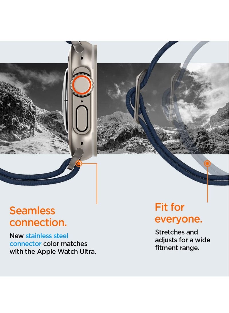 Excefore حزام رياضي نايلون، حزام مصنوع من قماش نايلون مضفر، لحزام ساعة أبل (49mm)، حزام بديل لسلسلة SE2/6/SE/5/4 (44mm) وسلسلة 3/2/1 (42mm) (نايلون، أزرق داكن) - Image 2