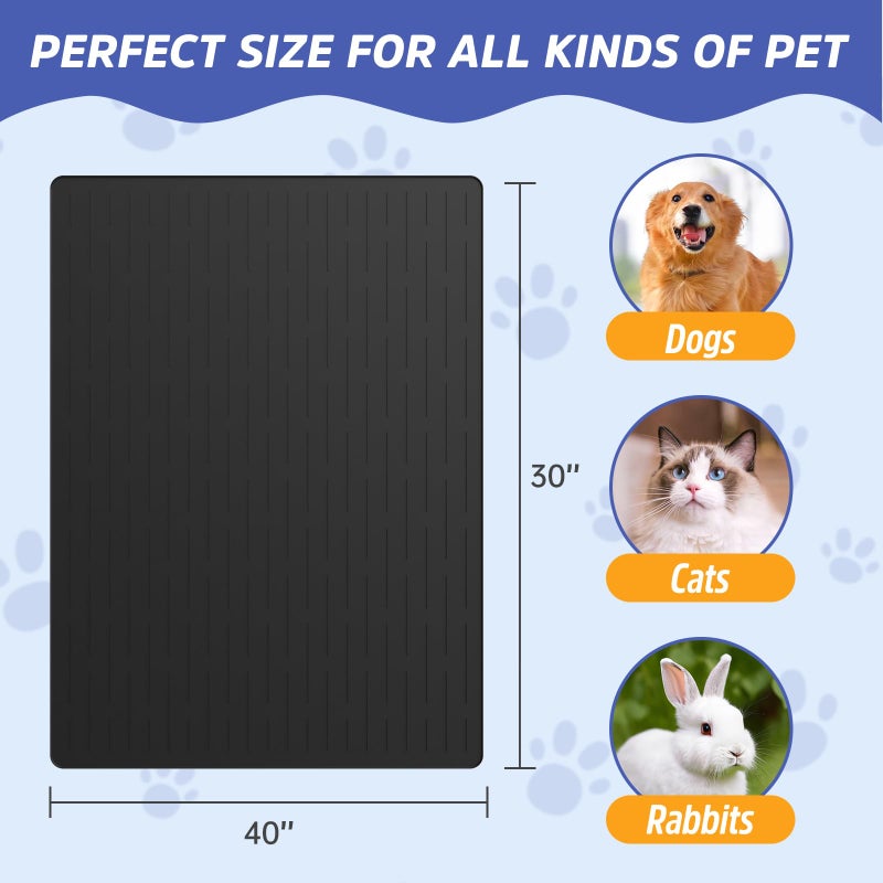 Jet Lag Large Dog Mats for Food and Water, 40"x30" Waterproof Pet Food Mats for Floor Nonslip Silicone Bowl Mats with Raised Edges - Image 2