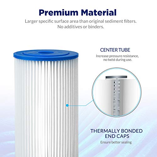 Membrane Solutions 20 Micron Pleated Water Filter Home 10"x4.5" Whole House Heavy Duty Sediment Replacement Cartridge Compatible with ECP10-1,ECP20-BB,R50-BBSA,FXHSC,CB1-SED10-BB (4 Pack) - Image 5