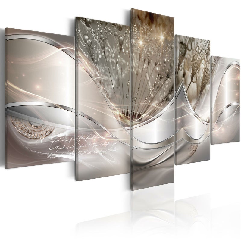 Modern Minimalist Five-Panel Hanging Painting, Three-Color Dandelion Abstract Painting, Spray Painting, Creative Sofa Background Wall Decorative Painting - Image 3