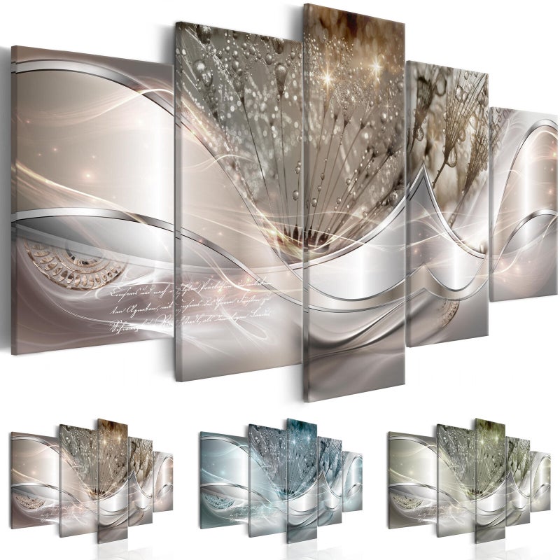 Modern Minimalist Five-Panel Hanging Painting, Three-Color Dandelion Abstract Painting, Spray Painting, Creative Sofa Background Wall Decorative Painting - Image 2