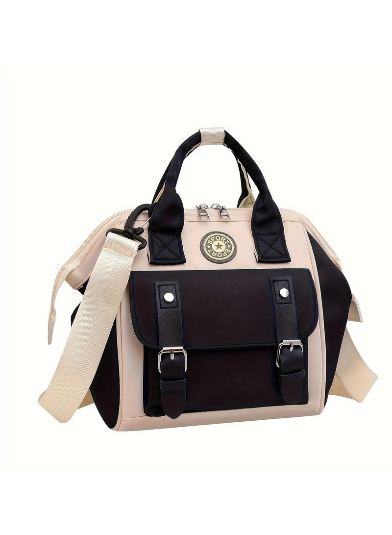 Mini Diaper Bag - Durable Oxford Fabric, Multi-Functional Travel & Nursery Tote with Messenger Strap for Mom and Dad, Spacious Storage for Diapers, Wipes & Toys - For New Parents, Black - Image 1