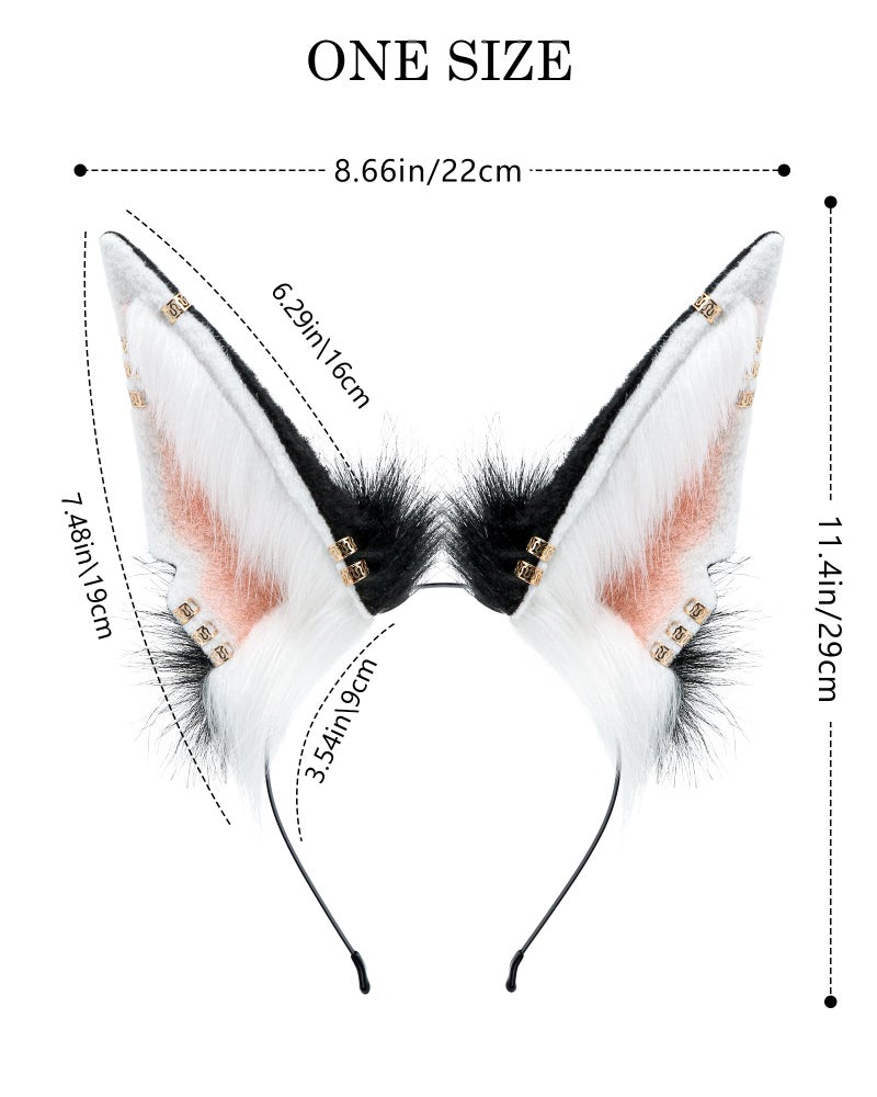 BNLIDES Handmade Fur Wolf Ears Headwear Women Men Cosplay Costume Party Cute Head Accessories for Halloween (Earring Pink) - Image 3