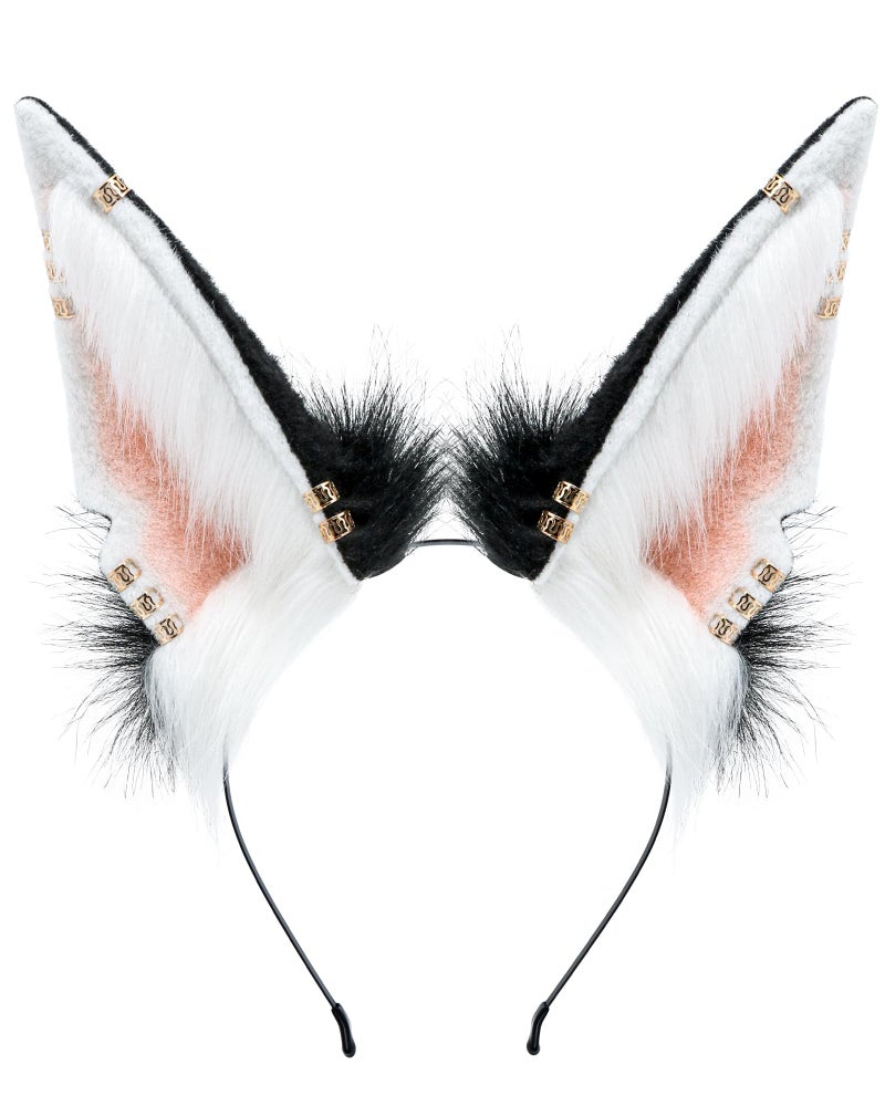 BNLIDES Handmade Fur Wolf Ears Headwear Women Men Cosplay Costume Party Cute Head Accessories for Halloween (Earring Pink) - Image 1