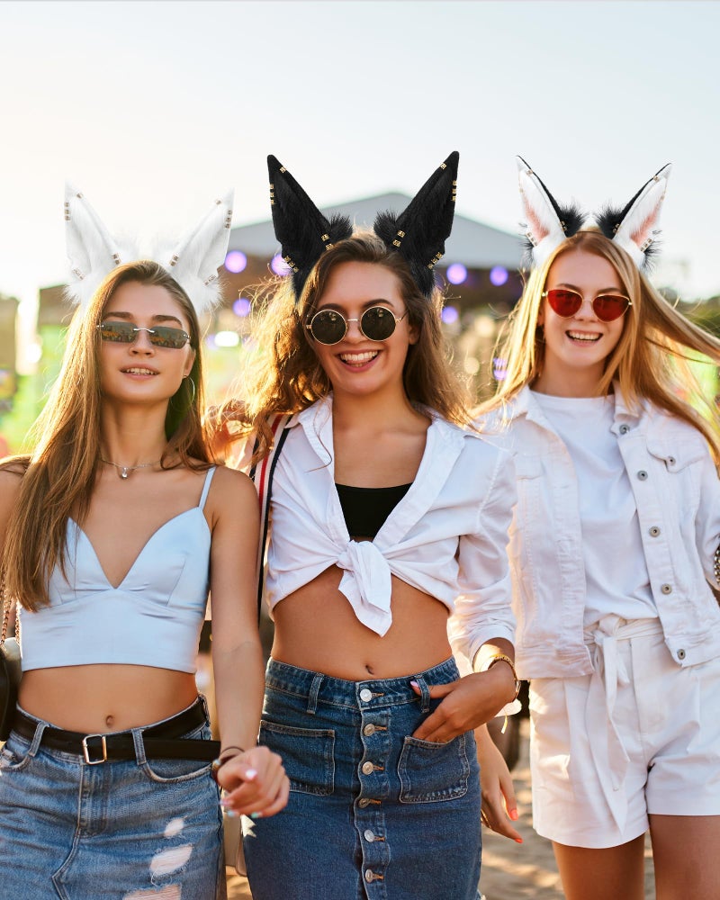 BNLIDES Handmade Fur Wolf Ears Headwear Women Men Cosplay Costume Party Cute Head Accessories for Halloween (Earring Pink) - Image 5