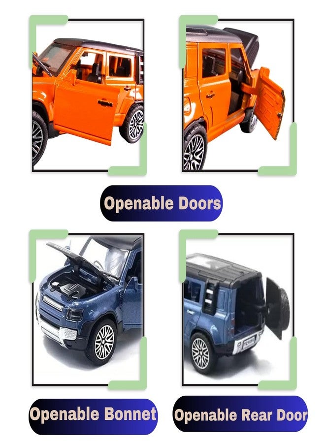 سيارة لعبة صغيرة من نوع PariBee Diecast Defender بأبواب وغطاء محرك وصندوق خلفي قابلة للفتح، تعمل بسحب للخلف، نموذج معدني مصبوب من سبيكة معدنية للأطفال (متعدد الألوان - اللون حسب التوافر) - Image 4