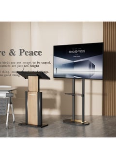 Rubik Double Pole TV Stand, Fits 40-75 Inch TVs, Floor-Standing, VESA Compatible Mount 40KG Load, For Home Office Conference Room Teaching (White)  - Image 4