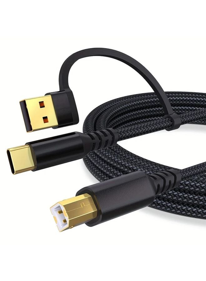 Black 3m USB A C To USB B Printer Cable For HP Canon Dell Epson Brother Samsung - Image 2