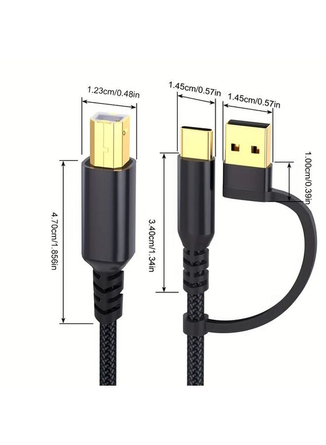 Black 3m USB A C To USB B Printer Cable For HP Canon Dell Epson Brother Samsung - Image 3