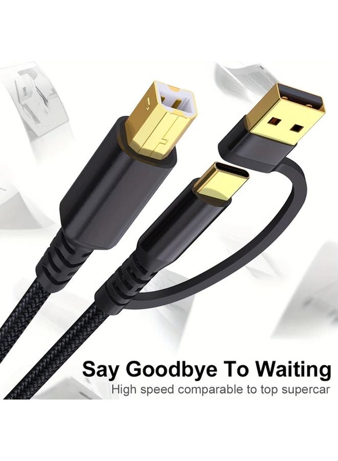 Black 3m USB A C To USB B Printer Cable For HP Canon Dell Epson Brother Samsung - Image 5