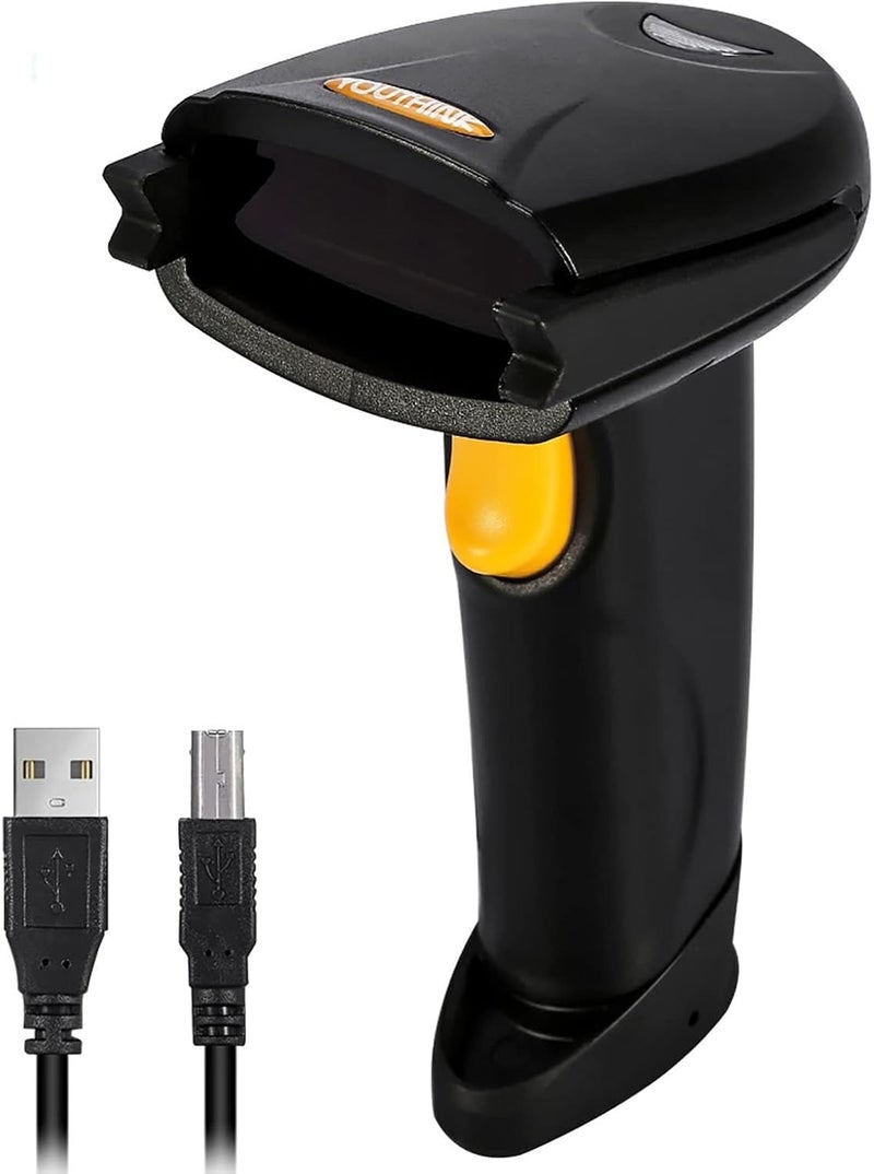 Wired Barcode Scanner, Handheld Lasers Bar Code Re Wireless Bluetoothes Code Scanner for POS Mobile Payment Warehouse Library Supermarket Convenience Store - Image 1