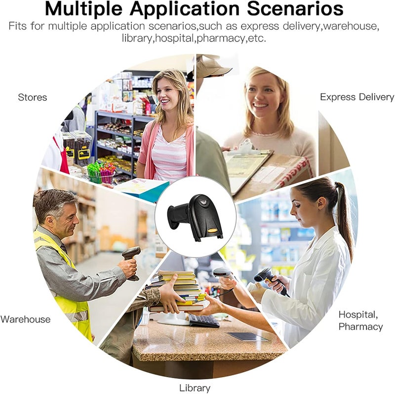 Wired Barcode Scanner, Handheld Lasers Bar Code Re Wireless Bluetoothes Code Scanner for POS Mobile Payment Warehouse Library Supermarket Convenience Store - Image 3