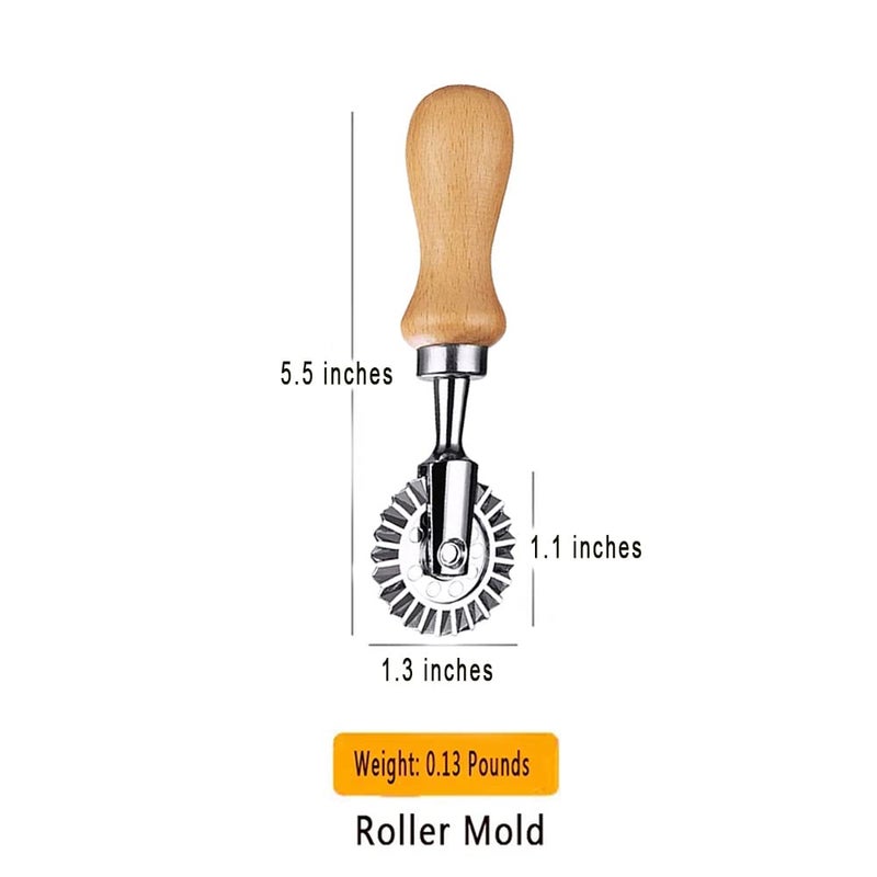 Mtomdy Ravioli Cutter Stamps With Roller Wheel Round Mold With Wooden Handle And Fluted Edge Pasta Press Pasta Cutter For Home And Kitchen Use- 1.3"" Diameter - Image 2