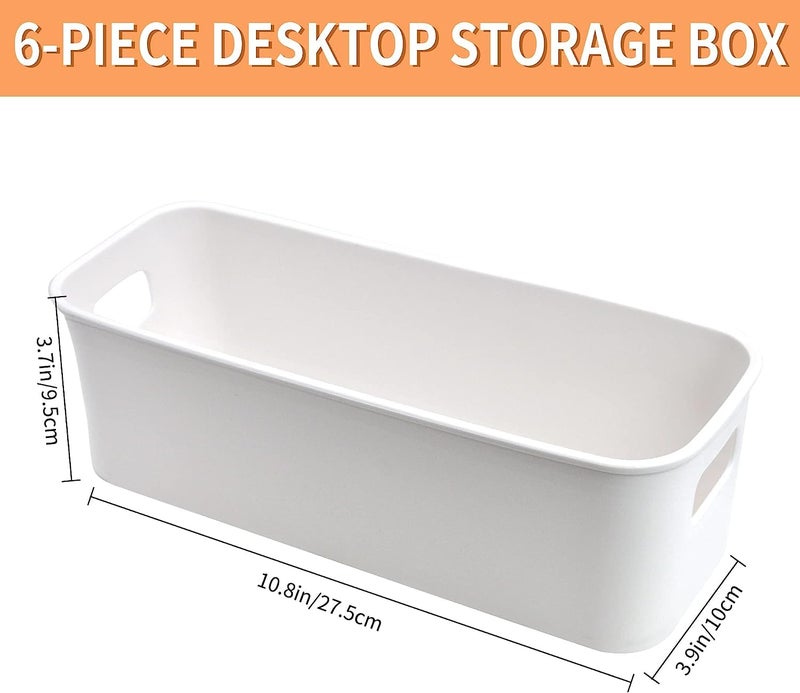 Styxon Plastic Storage Boxes with Handles Kitchen Cabinet Organiser Box Baskets Storage Plastic Box for Bathroom Shelf | Pack of 2 | White - Image 2