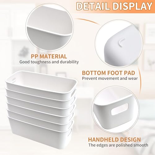 Styxon Plastic Storage Boxes with Handles Kitchen Cabinet Organiser Box Baskets Storage Plastic Box for Bathroom Shelf | Pack of 2 | White - Image 3
