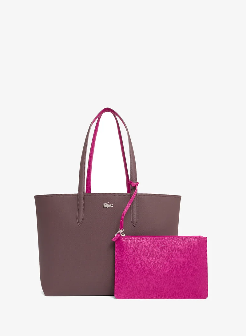 Textured Reversible Tote Bag With Pouch